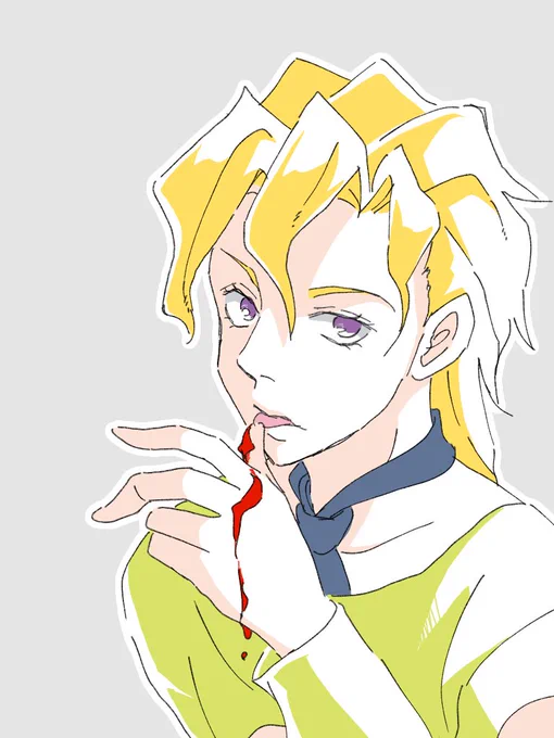 フーゴまともにかいたことないなぁってかいてみたんだけど、手についてる血が色つける前大変エロ⋯ゴホゴホ