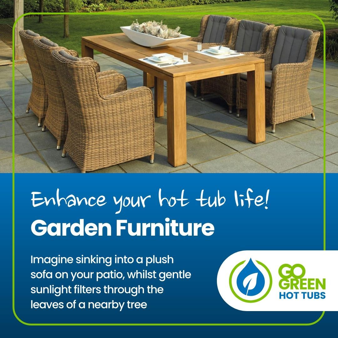 Imagine sinking into a plush sofa, or enjoying alfresco dining on your patio, whilst gentle sunlight filters through the leaves of a nearby tree. This is what true relaxation in a #garden feels like.
gogreenhottubs.com/garden-furnitu… 

#gardens #furniture