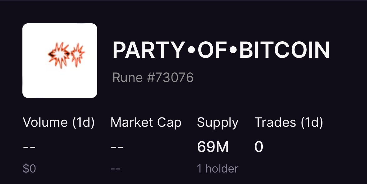 PepeOrdinalsBiz's tweet photo. 💥Party of Bitcoin💥

We have etched a rune called Party of Bitcoin (POB) with a total supply 69m

It will be airdropped to:
- Active POB holders
- Active Ordevils holders
- Communities and DAOs
- Blue-chip holders

Note: The snapshot for POB and Ordevils has not yet been taken https://t.co/7Yzzzs6Enl