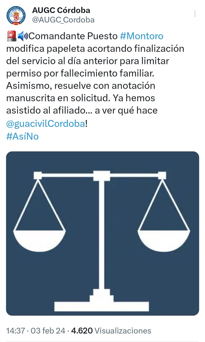 AUGC_Cordoba's tweet image. 🔊 Estimado Recurso de Alzada ante la injusta resolución efectuada por el Comandante de Puesto de #Montoro.
@interiorgob @guardiacivil @guacivilCordoba #AsíSí

#YoSoyAUGC