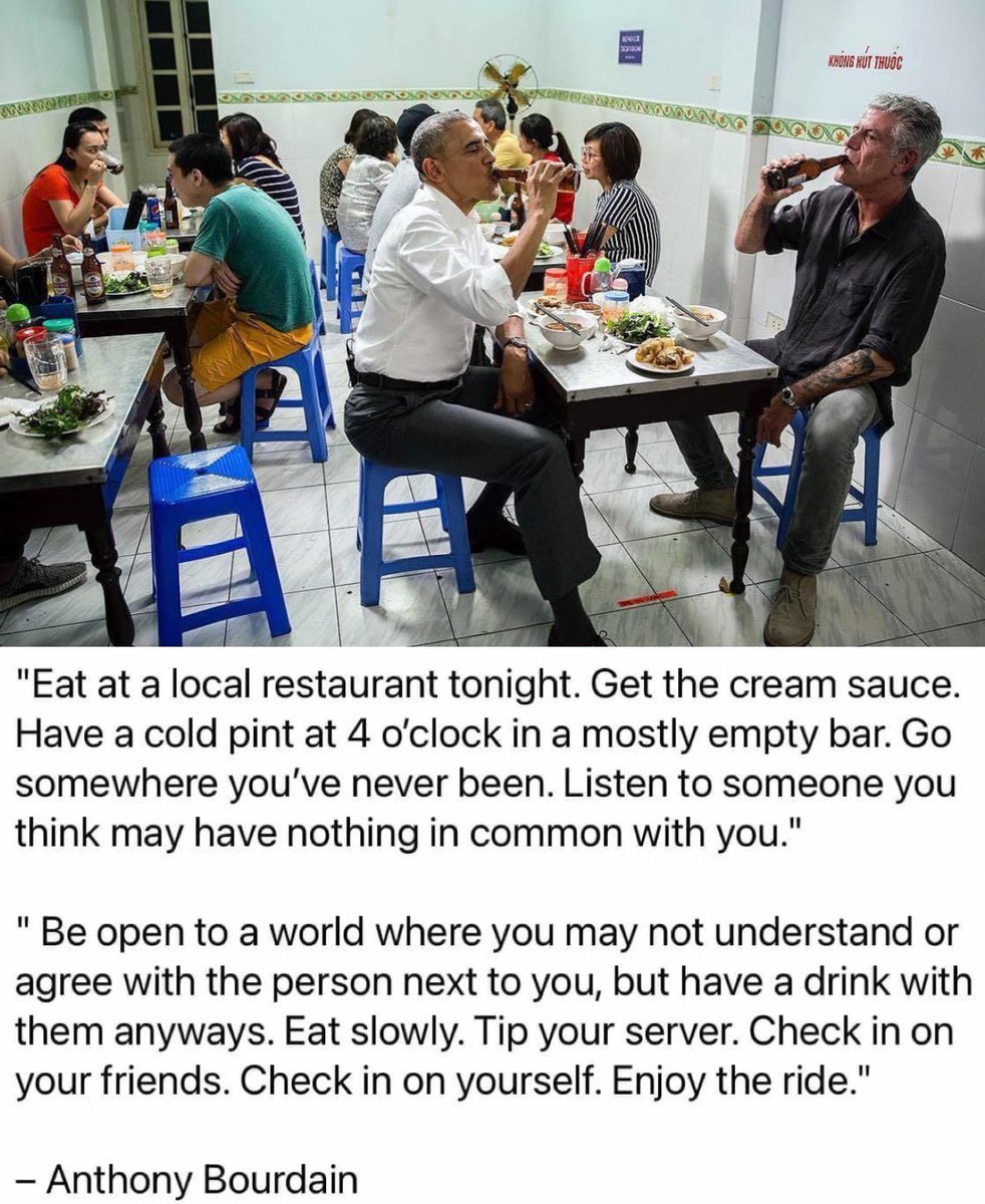 6 years ago today the world lost Anthony Bourdain 🥹🙏…..these quotes and photo always hit 

📷by <a href="/PeteSouza/">Pete Souza</a>