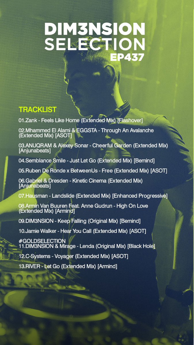 DIM3NSIONMUSIC's tweet photo. New #DS437 with music by @SemblanceSmile, @arminvanbuuren, @hausmanmusic & many more!
Listen here:
https://t.co/8NtvAc6VmP https://t.co/cjQ3M4RWXN
