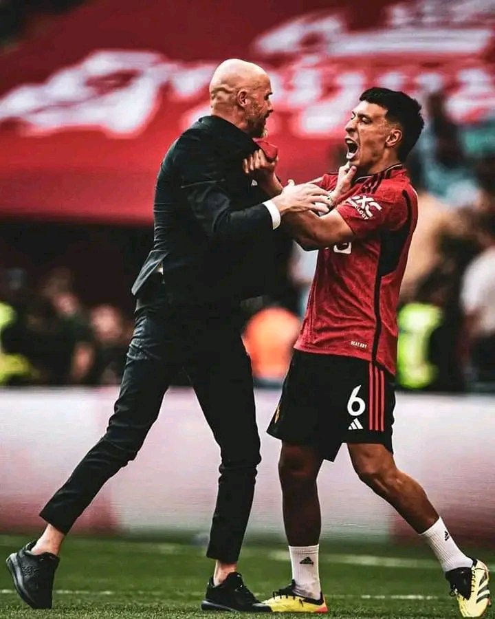 vincekanyi's tweet photo. How will I explain to my kids that Ten hag and Martinez were celebrating FA cup win, but not having a fight 😂 https://t.co/k8GmHzbZz8