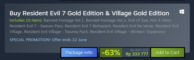 STEAM SALE ALERT!!

RESIDENT EVIL 7 + 8 (yes, 2 game) CUMA Rp 300rb-an DI STEAM SEKARANG!!! GOLD EDITION PULA!!

BURUAN!!

cc <a href="/ezash/">Eza Hazami - ハザミ。エザ</a> <a href="/sara_fajira/">Sara Fajira</a> <a href="/doroii/">Rendy Doroii Herison</a> <a href="/andrefransisco_/">Andre Fransisco</a>