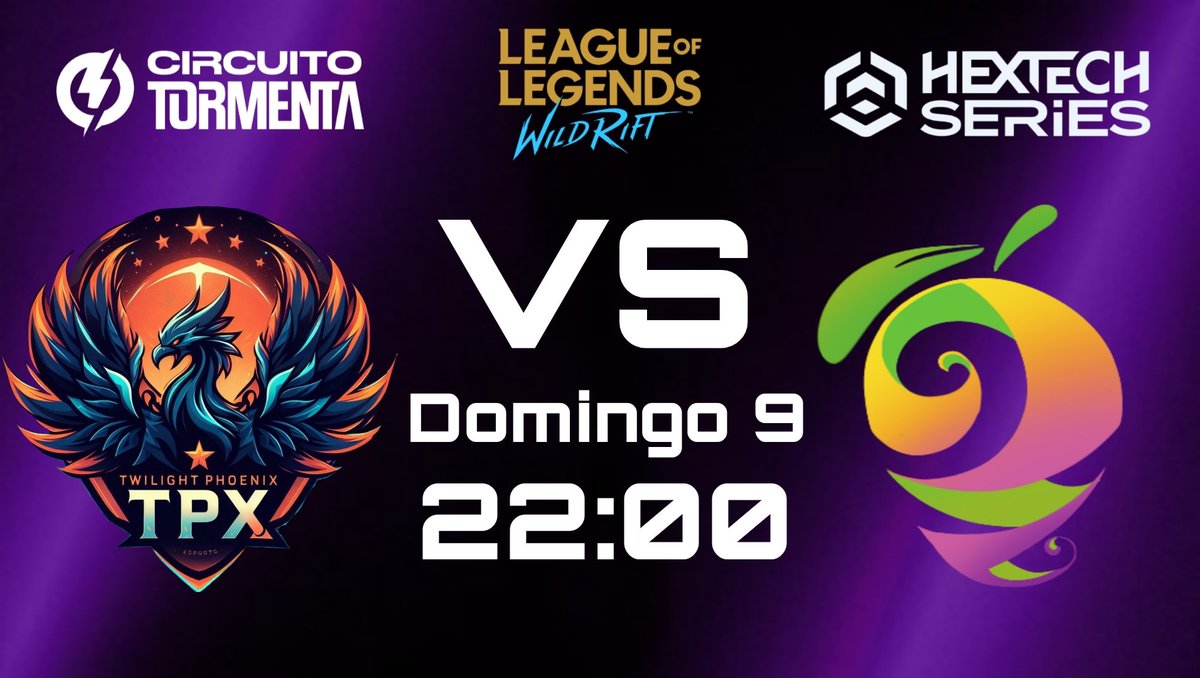 Mañana nos jugamos un puesto en los playoffs en un partidazo contra los chicos de Mango Banano, no os lo podéis perder.

📅: 09/06/2024
🕙: 22:00

🎮: <a href="/TPXeSportsWR/">Twilight Phoenix</a> vs @MangoMaracuyaEC 

📺: twitch.tv/smooorfofficial

#CircuitoTormenta #HextechSeries #2ªDivision