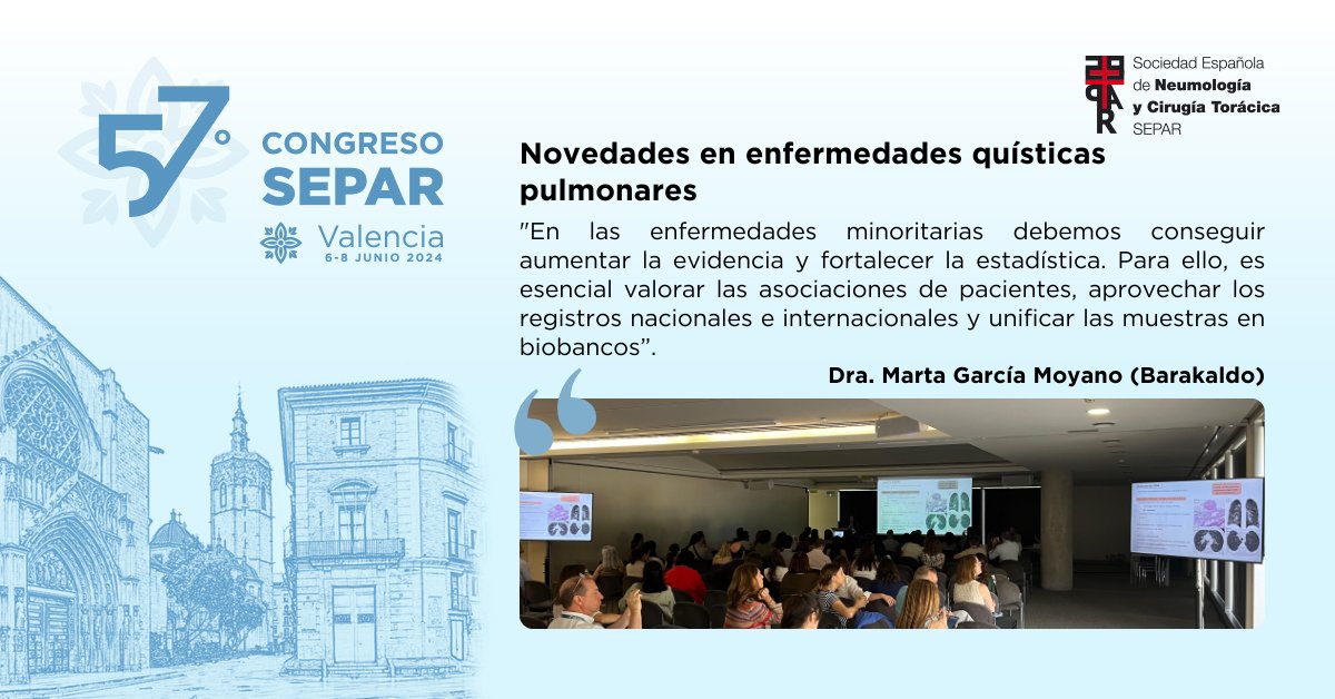 SeparRespira's tweet photo. ➡️ La Dra. Marta García destaca la importancia de aumentar la evidencia en enfermedades minoritarias, resaltando las asociaciones de pacientes y los registros nacionales e internacionales.
#Respirasepar #eresepar https://t.co/RQysEi8Xuh