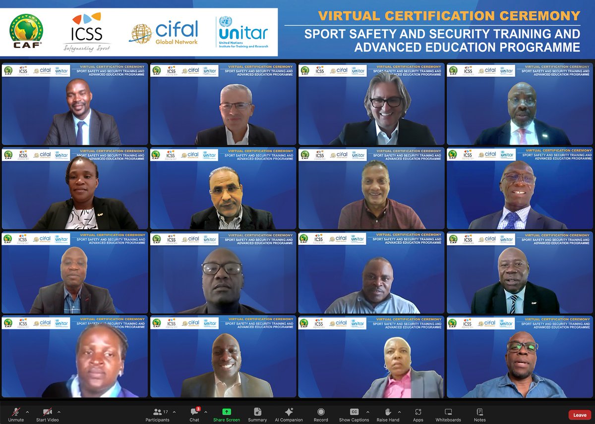 GulfTimes_QATAR's tweet image. The International Centre for Sport Security (#ICSS) together with the Confederation of African Football (#CAF) and the United Nations Institute for Training and Research (#UNITAR) celebrated the first batch of certified practitioners of the 'Sport Safety and Security Training and