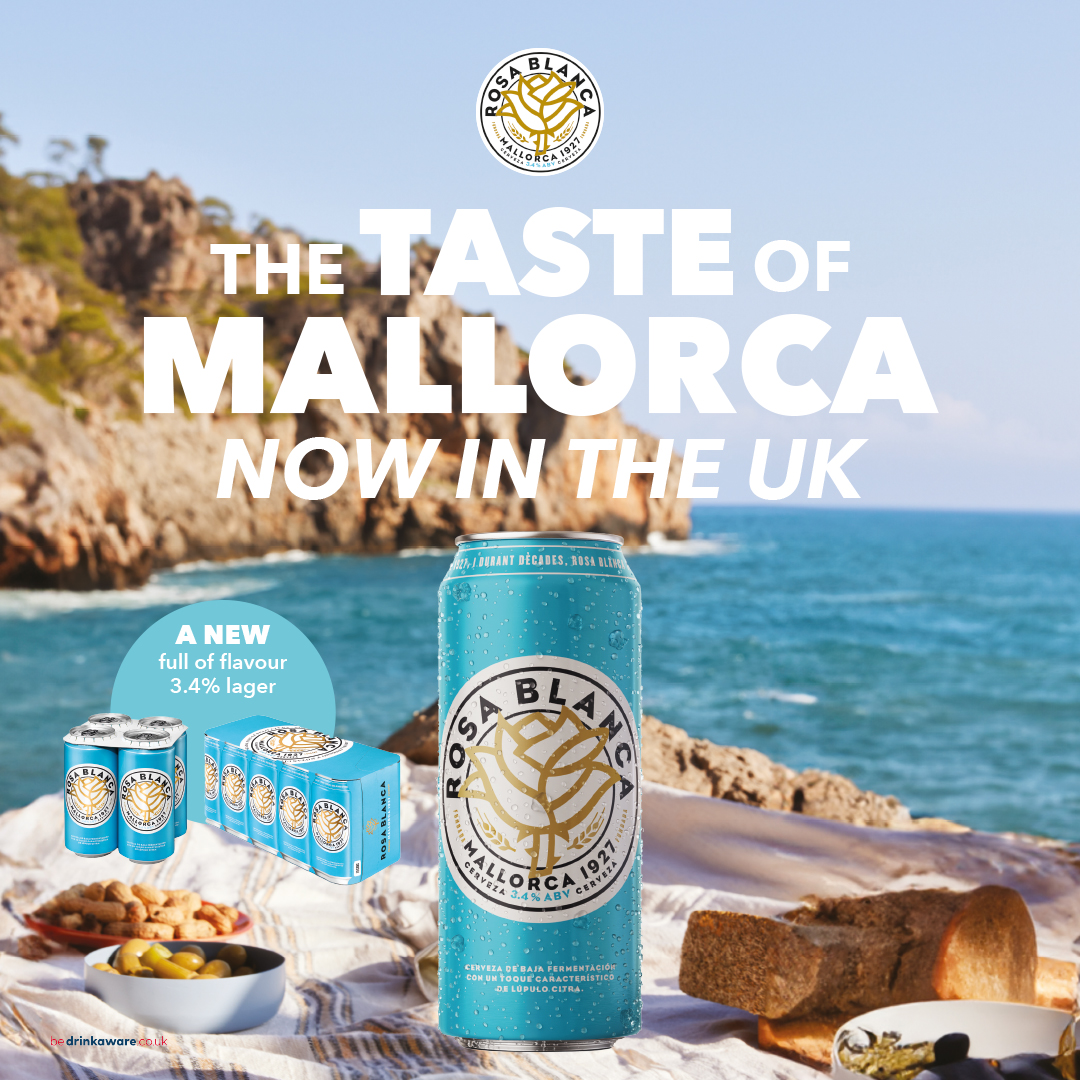 It may be new to the UK, but Rosa Blanca beer has long been loved in Mallorca, where it was first brewed in 1927. A soft and refreshing taste with an intense aroma and a characteristic hoppy flavour, it's great for summertime sipping 😉 🌞 😎 
[4 x 440ml = £5.25/10 x 440ml = £11]