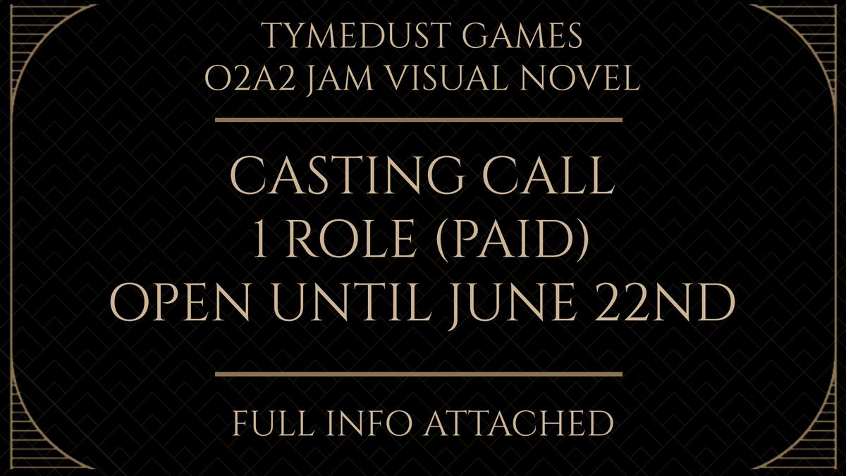 OPEN CASTING CALL 🎙️

Hi everyone! We're casting a character with a feminine voice for our upcoming micro visual novel. Payment is $100. Auditions open from NOW until June 22nd.

Full details here: docs.google.com/document/d/15M…

Thank you! 🖤

#audition | #castingcall | #voiceacting