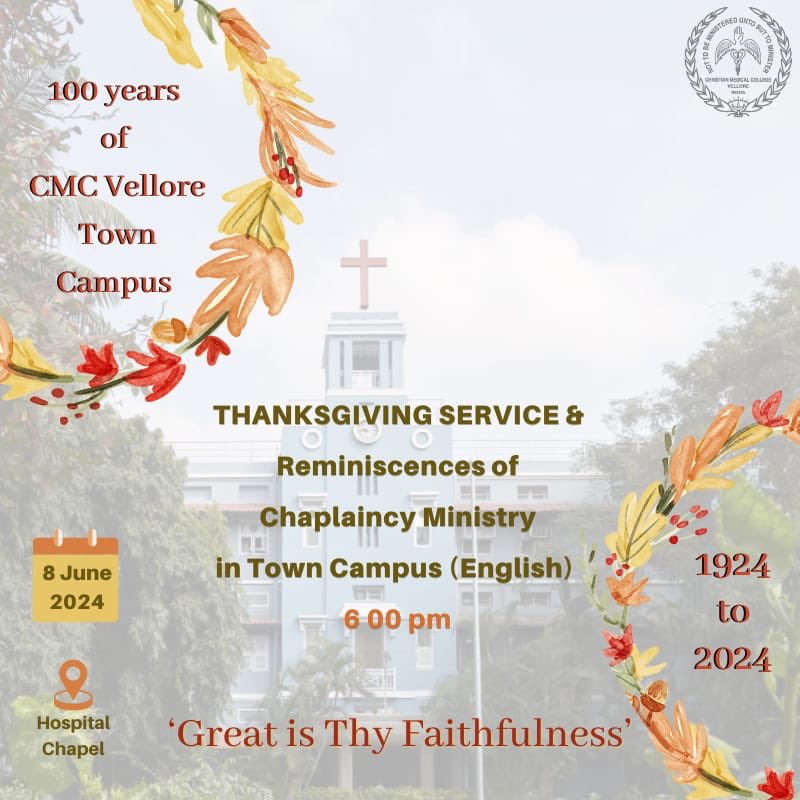 OffCMCVellore's tweet photo. This year, CMC Vellore Town Campus completes the historic milestone of a century of service to the nation. Join us as we give thanks for the incredible opportunities for service by so many dedicated people over the last century. 
https://t.co/XO5MMK0tOV https://t.co/QVBeXQvFTX