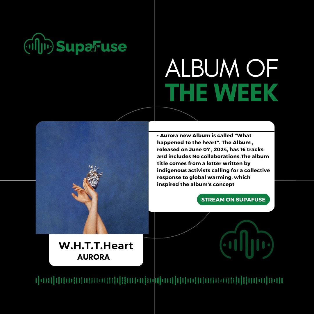 SupaFuseHQ's tweet photo. Our top pick album of the week:What happened to the heart by @auroramusic , a must-listen for music Lovers๐โจ
Listen on @supafuse music app
#supafuse #aurora #album #newmusic https://t.co/GGqkYtQ3YC