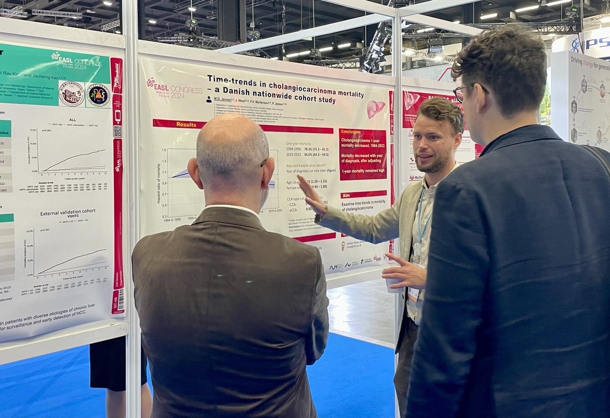 Department of Hepatology and Gastroenterology, AUH (@hepgas) on Twitter photo Doctor and Ph.d. Student <a href="/JensenMD1/">Morten Daniel Jensen</a>  presented his poster on time-trends in cholangiocarcinoma mortality in a nationwide Danish cohort study at the #EASLCongress Doctor and Ph.d. Student <a href="/JensenMD1/">Morten Daniel Jensen</a>  presented his poster on time-trends in cholangiocarcinoma mortality in a nationwide Danish cohort study at the #EASLCongress