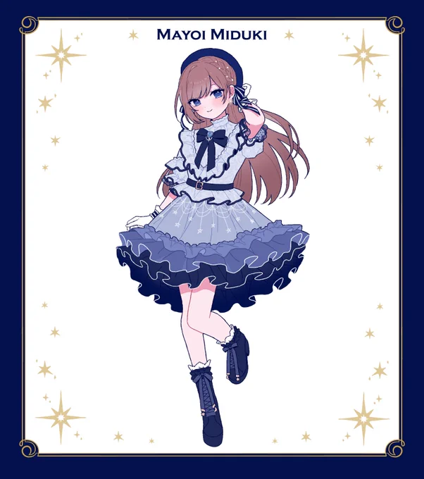 〔 works 〕海月まよい様( )のアイドル衣装デザインとキービジュアルのイラスト作成させて頂きました。ご希望のブルーネイビーを基調に月と星空モチーフをたくさん散りばめさせて頂きました⟡.·お披露目&5周年おめでとうございます 