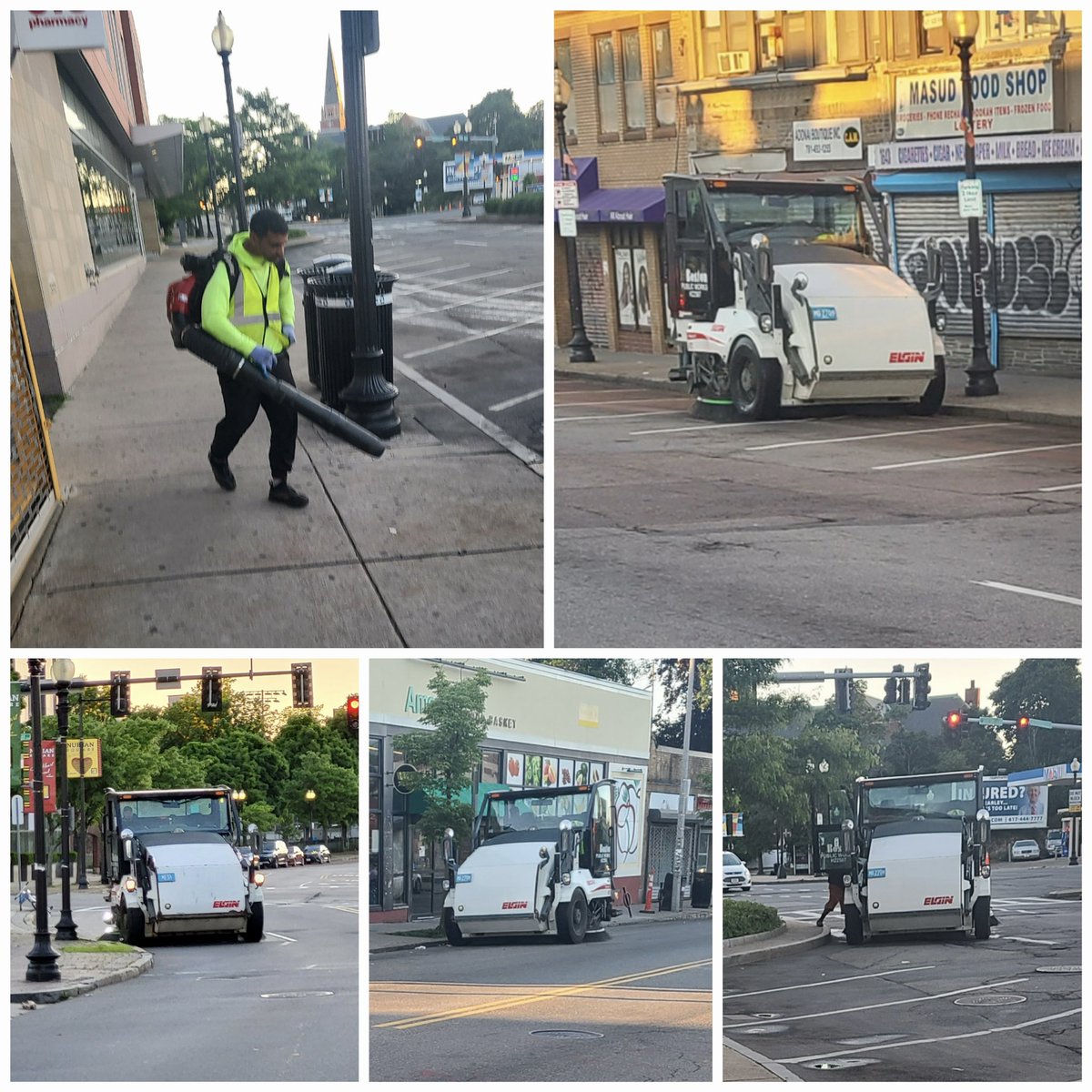 BostonPWD's tweet photo. PWD crews are cleaning &amp; sweeping streets and municipal lots in #CodmanSquare, #MattapanSquare &amp; #NubianSquare. https://t.co/jbOhWShRk3