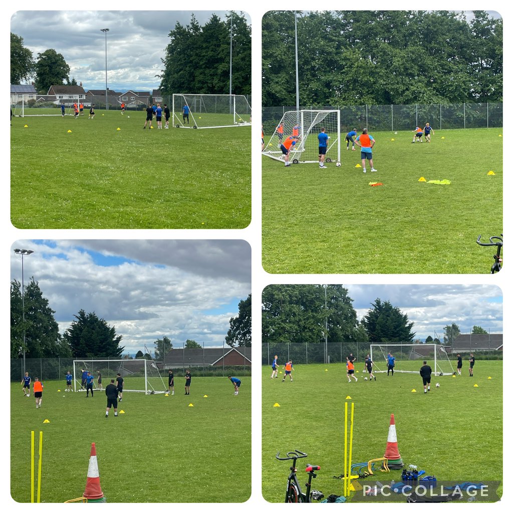 ChepstowTownAFC's tweet photo. A good first session back for the squad this morning 💪🏃‍♂️💨

The players worked hard for a “light session” 

Training continues Wednesday. 

Always good to see familiar faces aswell as some new players. 

#CTAFC 

💙🤍 https://t.co/n5v0zcFAjQ