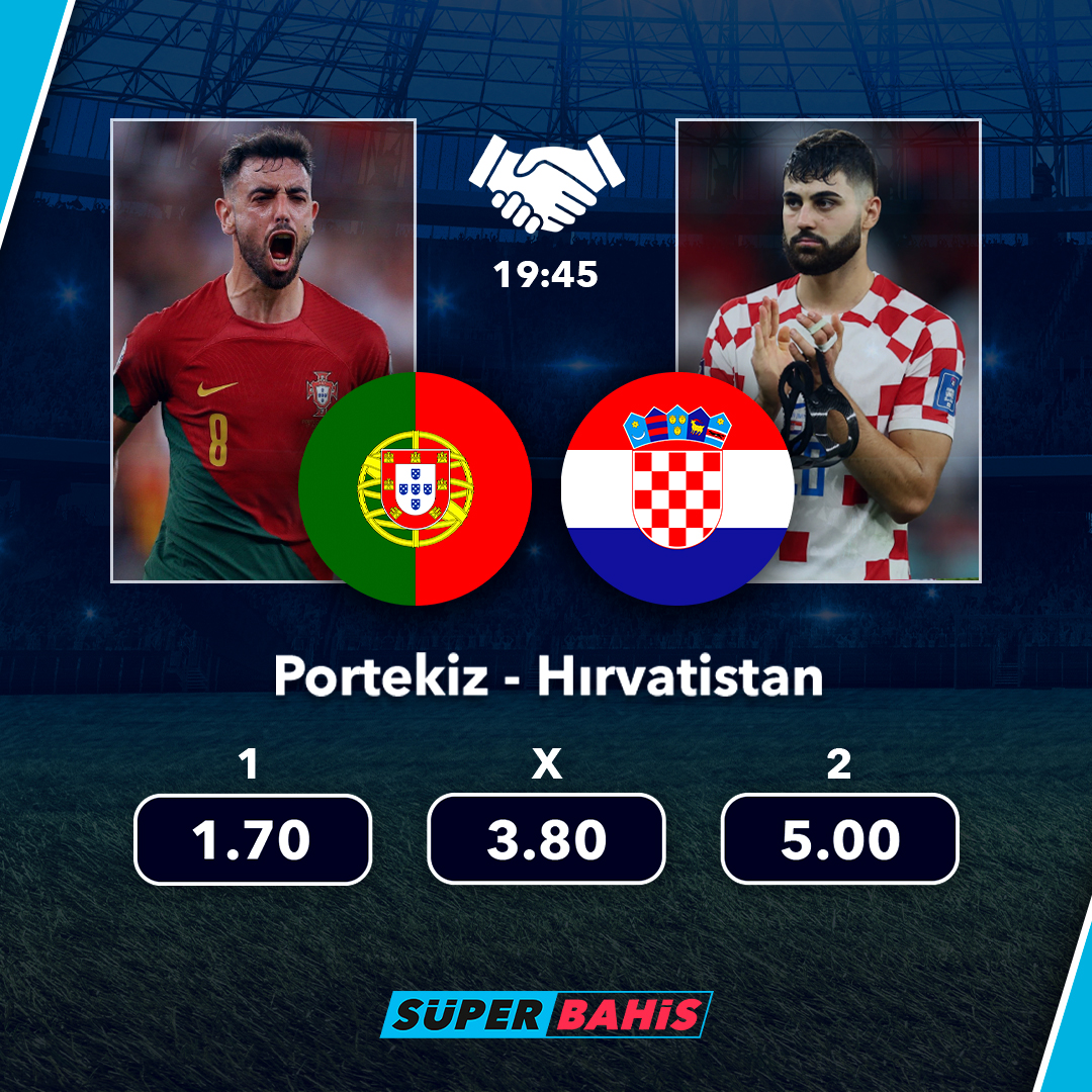 tr_superbahis's tweet photo. 🔹 SüperBahis’te günün maçında; Portekiz ile Hırvatistan karşı karşıya!

🎁 Heyecanın tek adresi Süperbahis'e şimdi üye olun 6.000 TL'ye kadar anında %300 üyelik bonusu kazanın!

📲 Bu maça dair en özel oranlar için —> https://t.co/l5Ml5u21MC https://t.co/bqO4YAOplj
