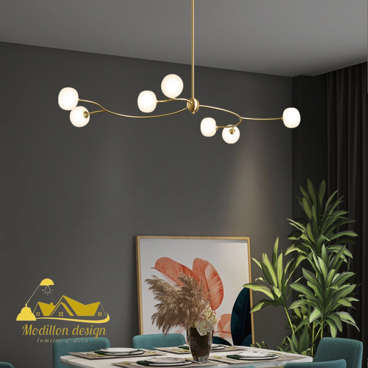modillondesign's tweet image. Illuminez votre intérieur avec le style et l&apos;élégance du Lustre en Laiton Artistique de #ModillonDesign. Un design inspiré par la nature, parfait pour chaque pièce de la maison. Visitez notre showroom et laissez la lumière transformer votre espace! ✨🏡 #DécoDesign #LustreModerne