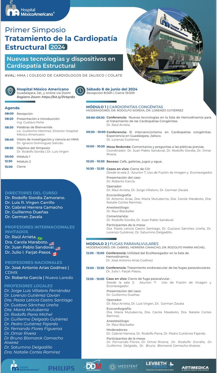 Si te interesa la cardiopatía estructural los esperamos hoy us02web.zoom.us/webinar/regist… primer Simposium Cardiopatoa Estructural, excelentes profesores, casos en vivo!!