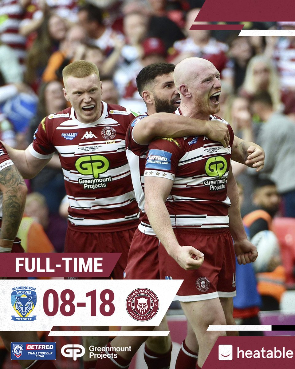 ⏱ 𝙁𝙐𝙇𝙇 𝙏𝙄𝙈𝙀  <a href="/heatableUK/">Heatable</a> 

WIGAN WARRIORS, BETFRED CHALLENGE CUP WINNERS! 🏆

#WWRL #ChallengeCup
