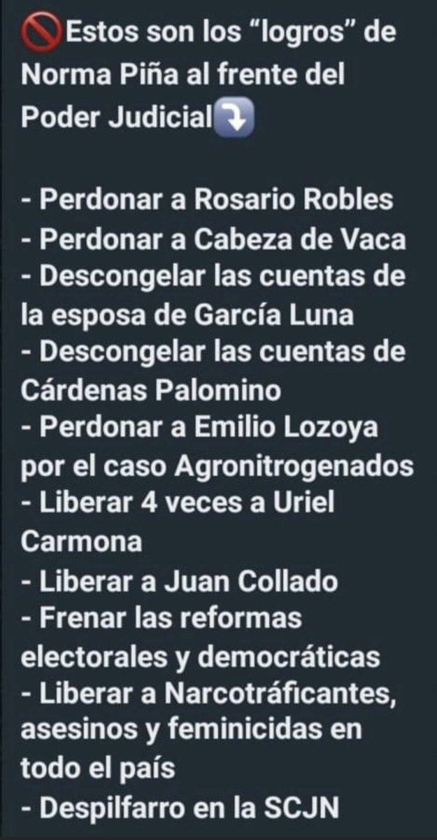 satyagraha_yo's tweet photo. Los "logros de Norma Piña. 👇 https://t.co/BJ1iwH6WN3