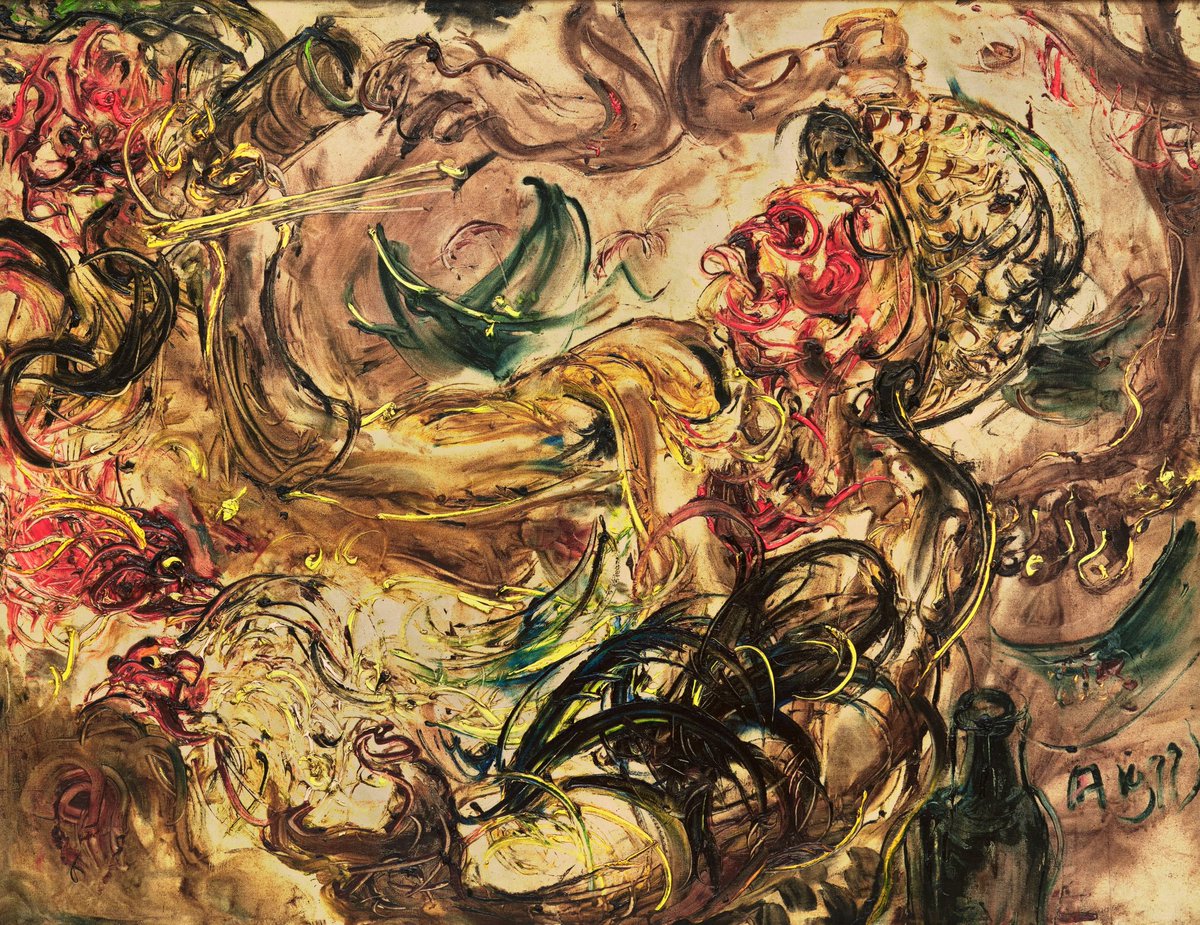 potretlawas's tweet photo. Dua lukisan karya maestro Affandi akan turut dilelang oleh balai lelang Sotheby's Singapura hari Minggu ini — "Pohon Beringin" (1971) dan "Minum Tuak" (1977).

Dalam dolar Singapura, lukisan pertama ditaksir bernilai 160–250 ribu, sementara lukisan kedua berharga 280–420 ribu! https://t.co/rVzoXO6dS9