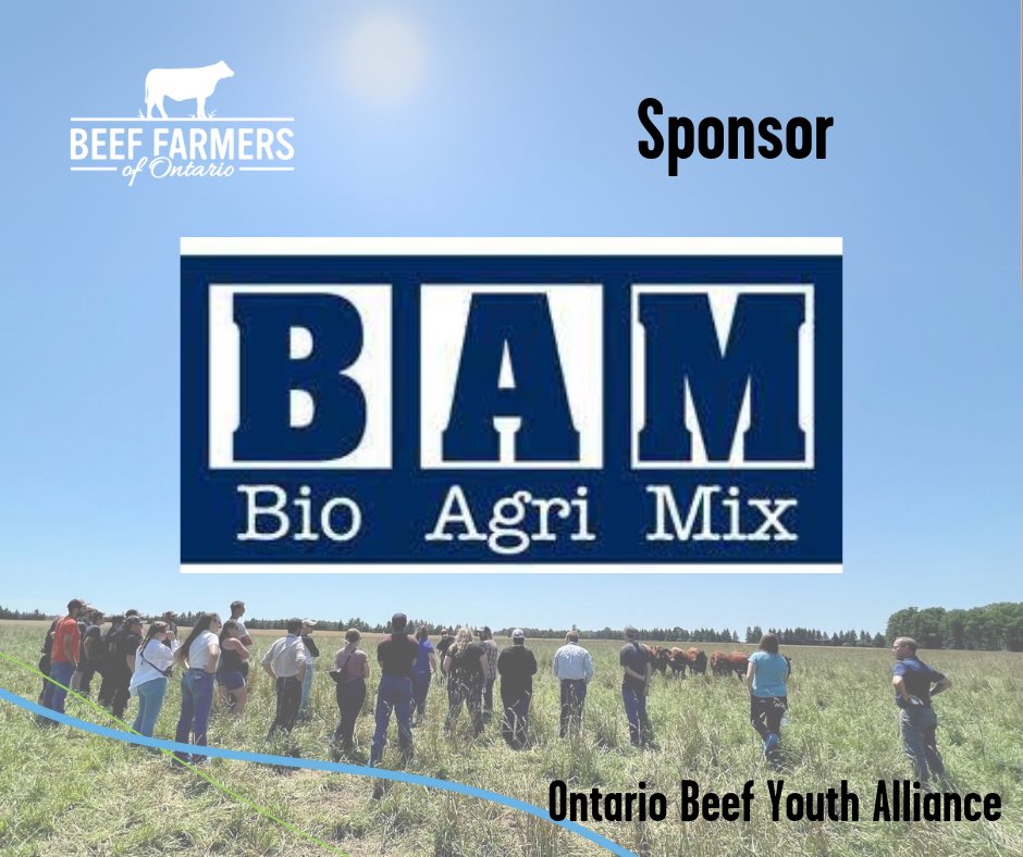 BeefFarmersON's tweet photo. Thank you to Bio Agri Mix for the sponsorship of the Ontario Beef Youth Alliance. We appreciate your continued support of the Ontario beef industry. https://t.co/SChq9CXaEA #OBYA https://t.co/FOH4Wkku4X