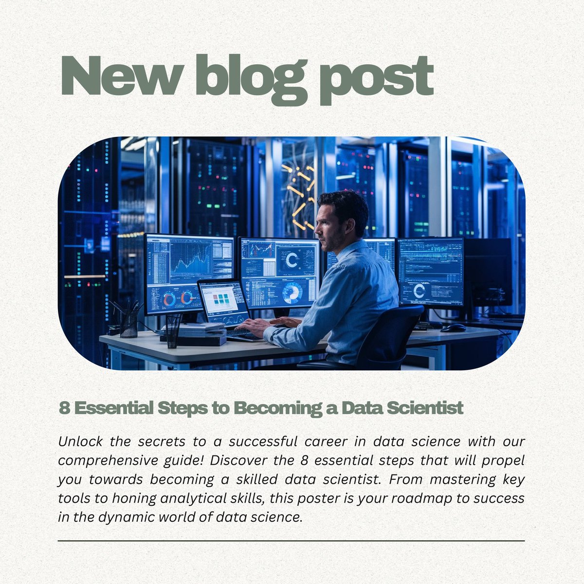 thecodeamy's tweet image. Thrilled to announce our latest blog post, "8 Essential Steps to Becoming a Data Scientist"! 🚀 Discover the key steps for success in data science. Read it here: shorturl.at/3qdik 
#DataScienceJourney #UnlockYourPotential #TechSkills #CareerDevelopment