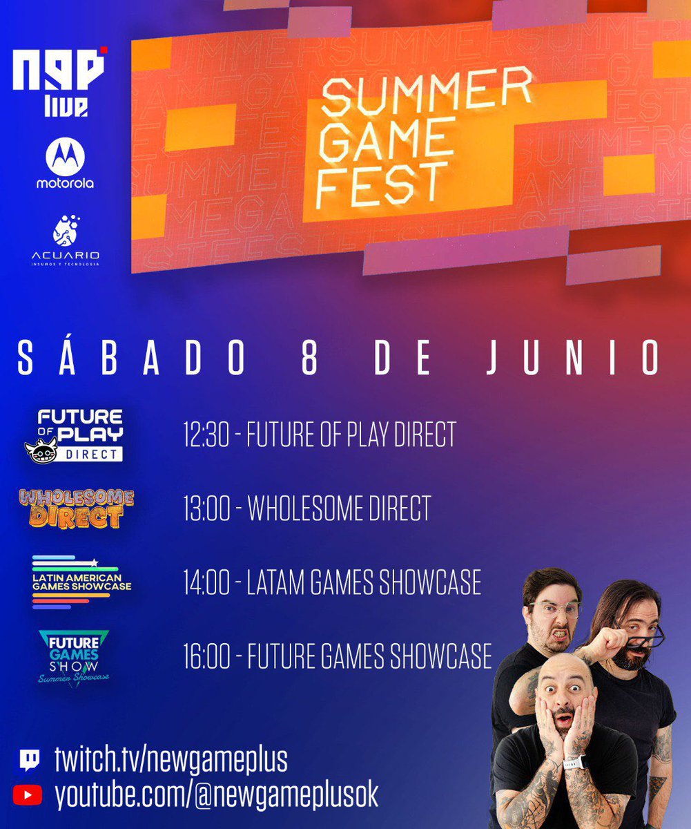 NewGamePlusOK's tweet photo. ¡Buenos días!

Hoy @jerecurci y @RippyRizza siguen retransmitiendo las conferencias para ustedes, mientras @guilloleoz sale en directo desde L.A. para contarles las novedades desde el piso de Play Days.

@summergamefest lo vivía como si estuvieras allá, a través de New Game Plus. https://t.co/rEOU25M0GJ