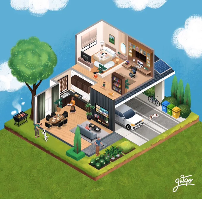 2014-----2024ยังคงชอบวาดบ้านหรือห้องเหมือนเดิมม  