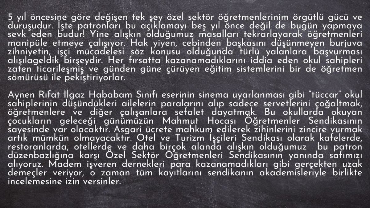 Otel Ve Turizm İşçileri Sendikası tweet media
