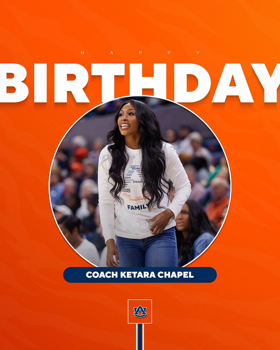 AuburnWBB's tweet photo. We got ANOTHER Gemini y’all!! Happy Birthday to one of the best Assistants Coaches in the country, @KetaraChapel! We love you Coach! Have a great day. ❤️

#WarEagle https://t.co/GlbipdZv4F