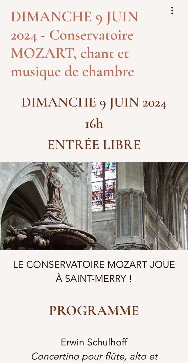 Comme chaque année à l'église St Merry, le conservatoire de Paris Centre donnera demain, dimanche 9 juin, un concert gratuit à 16h

paroissesaintmerry.fr/post/dimanche-…