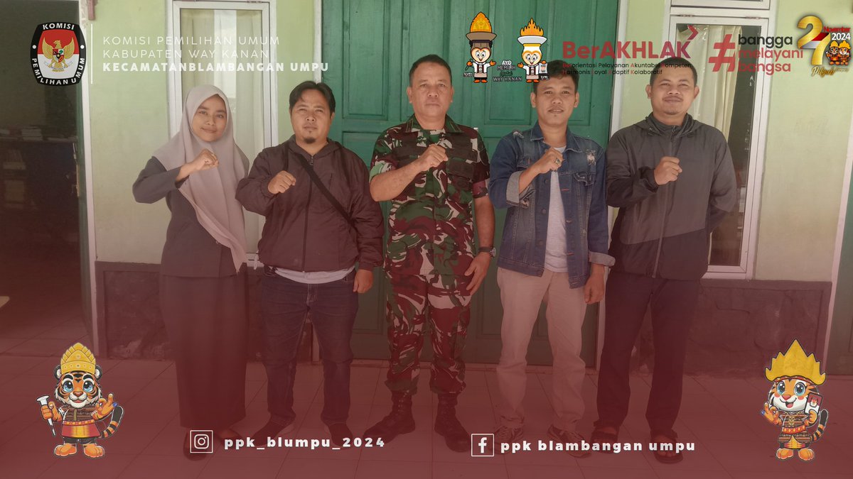 PpkUmpu's tweet photo. #haisahabatpemilih
PPK Blambangan Umpu melakukan koordinasi dan konsilidasi dengan DANRAMIL, Kapten Infanteri,A. Yani Polsen, senin 27 mei 2024 https://t.co/UBCGYKcO4Q