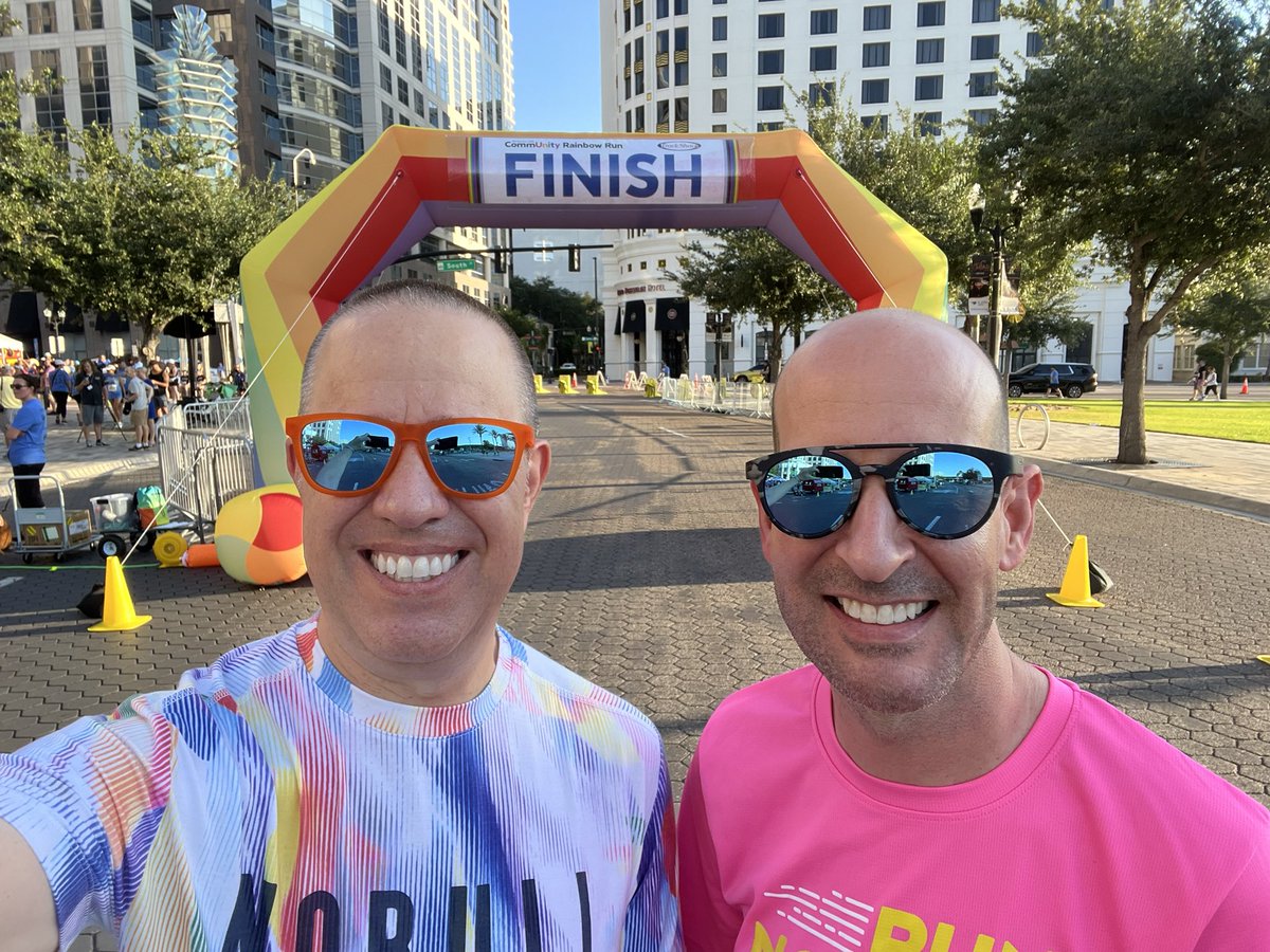 StevieAndLane's tweet photo. Warm and humid morning for the #CommUNITYRainbowRun #run #running 4.9K honoring the 49 victims of the @pulseorlando Pulse Nightclub shooting in 2016.

Liked the new #DTO #DowntownOrlando location! 

@citybeautiful @VisitOrlando #RunOrlando https://t.co/T3ESc683Mp