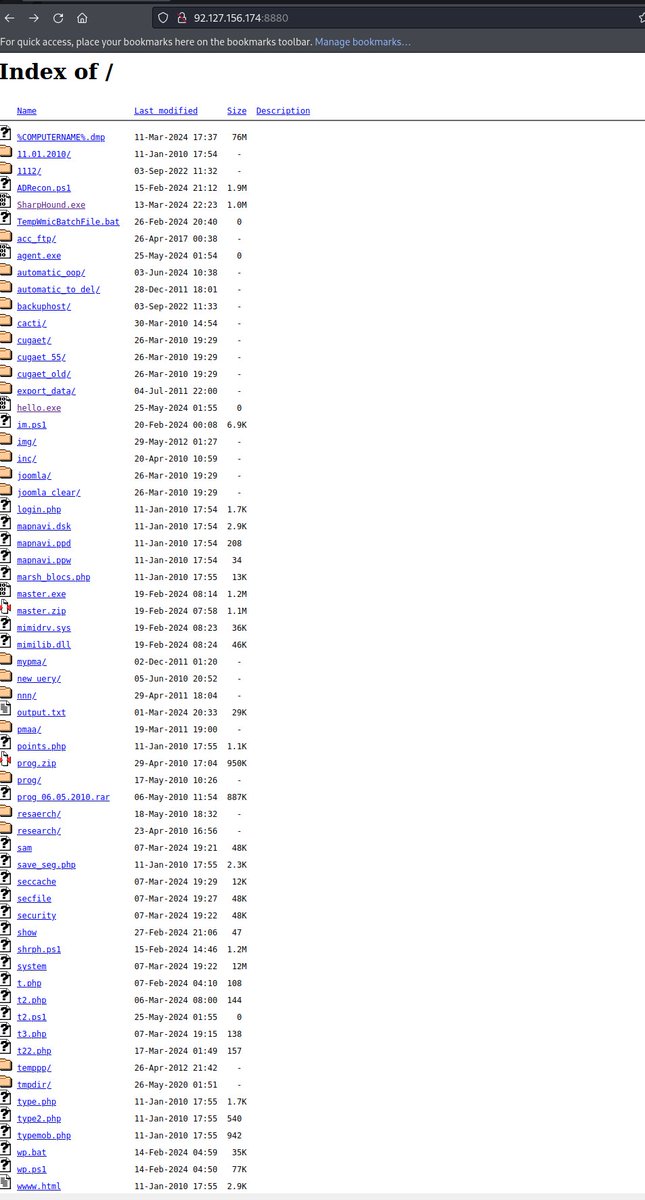 banthisguy9349's tweet image. urlhaus.abuse.ch/url/2879636/ #gensteal sample found that lead me to another #opendir with #sharphound #hacktool in there.. 

http://92.127.156.174:8880/ #opendir
alot to analyse... feel free to jump in to conclude what this person is up to.