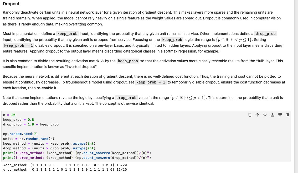 Dropout regularization.