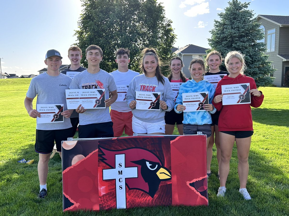 2024 Track Awards- Congrats!

Track MVP:
Brianna Griffin 
Lucas Flemmer

Field MVP:
Jaycee Tebay
Jaxon Baumberger

Most Improved:
Maddyn LeBrun
Jake Heinitz 

Coaches Award:
Madala Hanson
Lincoln LeBrun

Cardinal Award:
Addi Libis
Logan Bauer 

Logan Gaspar Award:
Lucas Flemmer