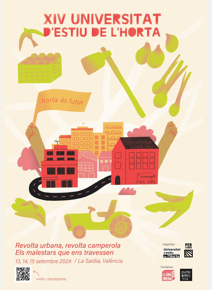 Ja tenim cartell de la XIV universitat d'estiu de l'horta, a punt per a la #Firaalternativa de València. Obra d'Andrea Oliwa. Poc a poc anirem informant de novetats 🤗