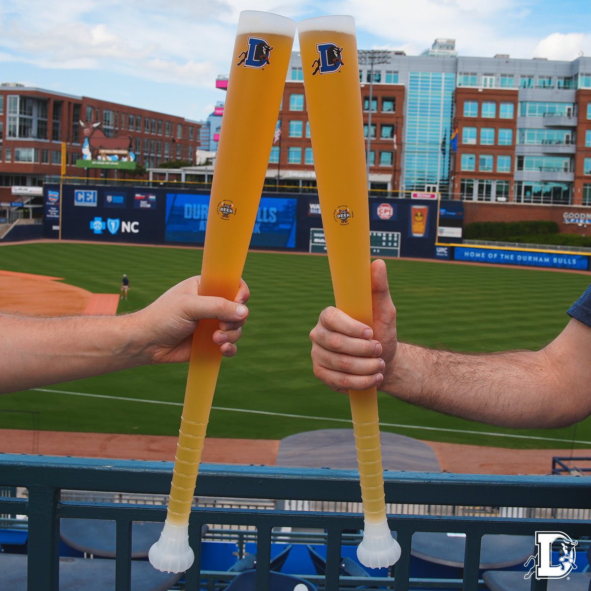 DurhamBulls's tweet photo. Tonight’s Bull Durham Night presented by EmergeOrtho, AND we have Beer Bats. 🍻

The Sporting News should know about it. https://t.co/9jOO0ucPcA