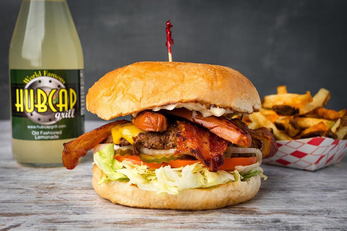 Triple the flavor! Try our Triple Carnivore Burger today at Hubcap. 

🍔 Fresh Ground Beef Patty +
🌭 Grilled Wiener +
🥓 Bacon + 
🧀 Cheese