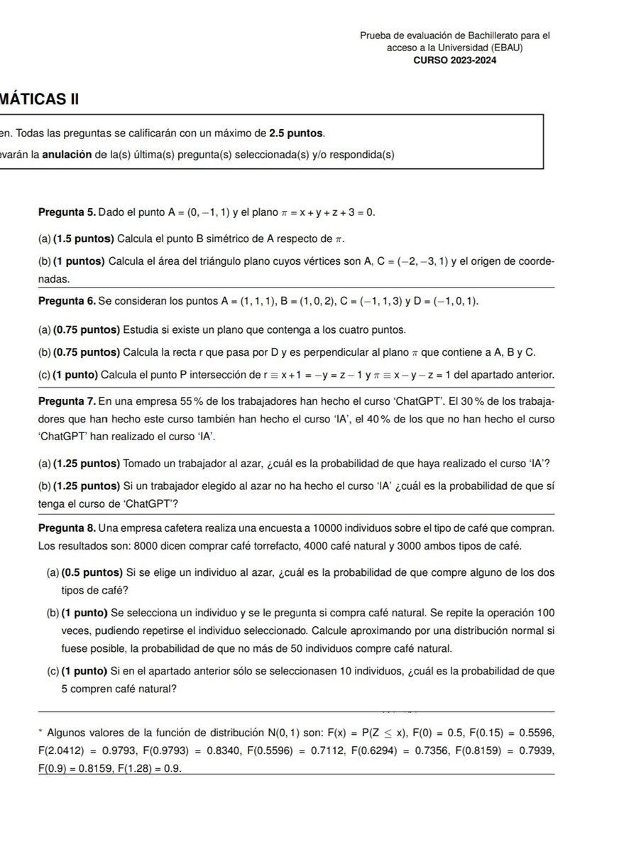 El enunciado de este examen de selectividad (Asturias, matemáticas II) es un auténtico despropósito. Si no lo ves a simple vista, basta resolverlo para entender de qué hablo. Y no ha sido el único examen donde ha pasado. Que pase esto es, simplemente, inadmisible.