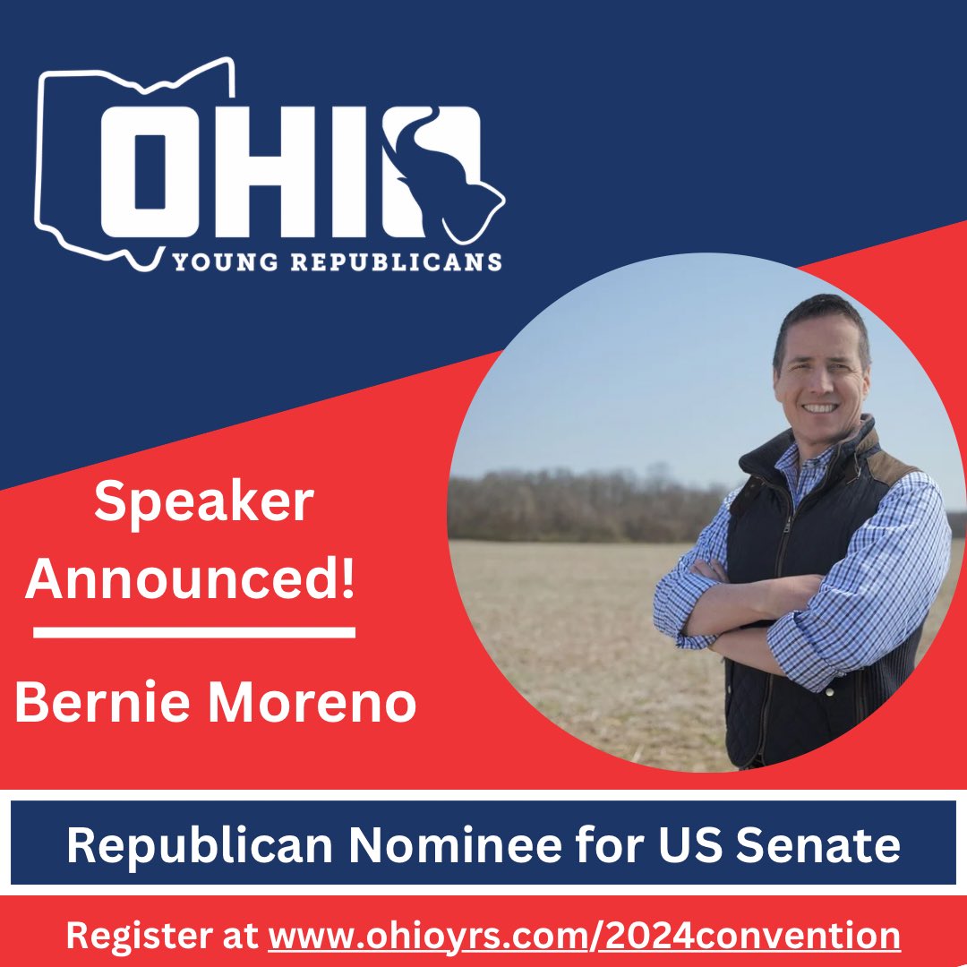 OhioYRs's tweet image. 🇺🇸 Major Speaker Announcement! 🇺🇸

We are so excited to announce the next US Senator from Ohio @berniemoreno will be speaking at our dinner June 29th. There’s still time to register online and join us in Lake County!  #LeadRight