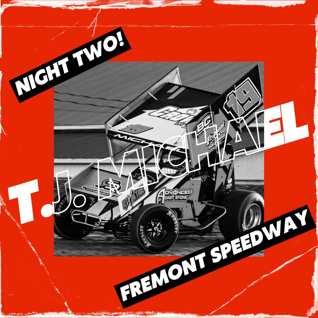 <a href="/TJMichael8/">T.J. Michael</a> is ready for night two of Ohio Sprint Speedweek with <a href="/FASTseries/">FAST Series</a> at <a href="/FremontSpeedway/">Fremont Speedway</a>.

💰 $10,000
🚪 4:00
⏰ 7:00
📺 <a href="/dirtvision/">DIRTVision</a> 

Thank you to all of our sponsors