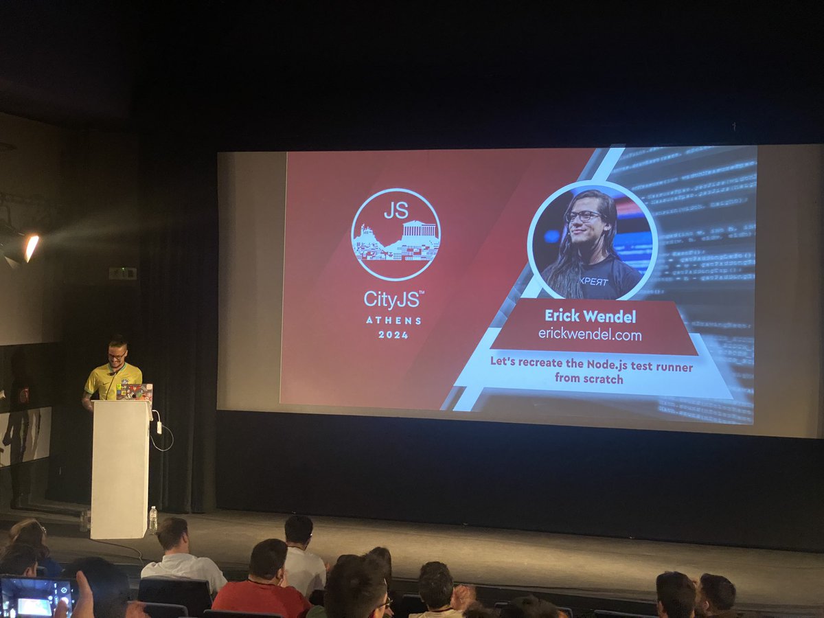 panay_georgiou's tweet photo. Let's recreate the Node.js test runner from scratch 🇧🇷 #cityjsconf @cityjsconf #cityjsathens @erickwendel_ https://t.co/Nee50xLf52