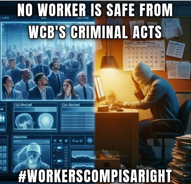 PhoenixRizin09's tweet photo. NO Worker is safe from #wsib #wcb Criminal Acts. It's time to expose and stop these injustices.  

#WorkersRights #Workers  #workerscompisaright #federalwcb #iwujc #injuredworkers https://t.co/4iTNdn4oiV
