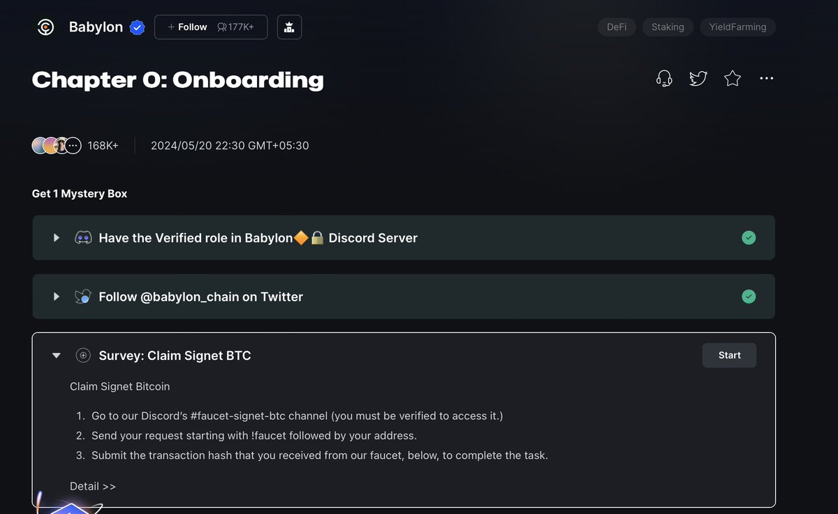 3. Claim Signet BTC For this task download OKX wallet from Webstore:  https://t.co/acAlBs16pP ⁠Open wallet > select manage crypto > search for  sBTC and add it. Copy the sBTC address Go to