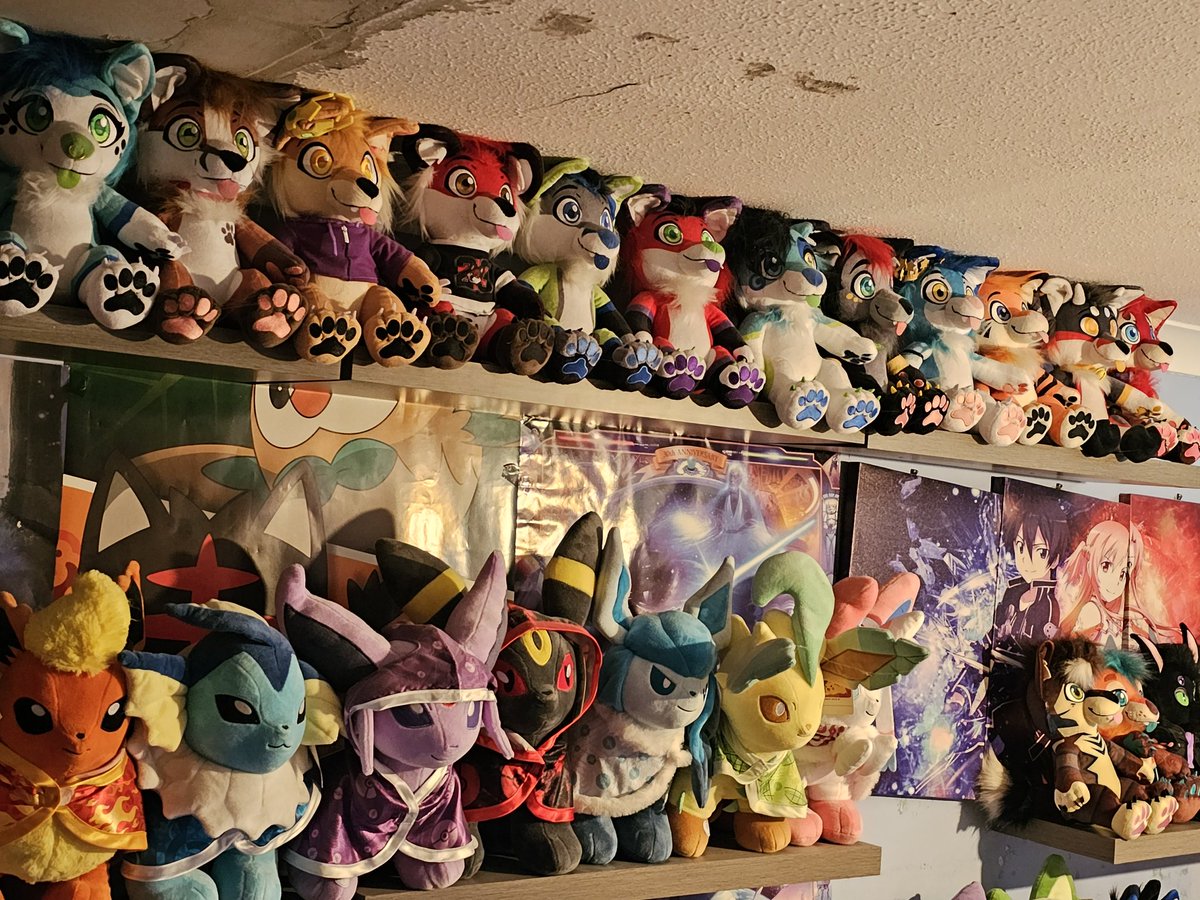 TheCinderKitten's tweet photo. The furry convention is growing! How many @BuildAFur plushies can you count? I'd be surprised it someone can count them all! ❤️💙 https://t.co/pDeeNe1a40