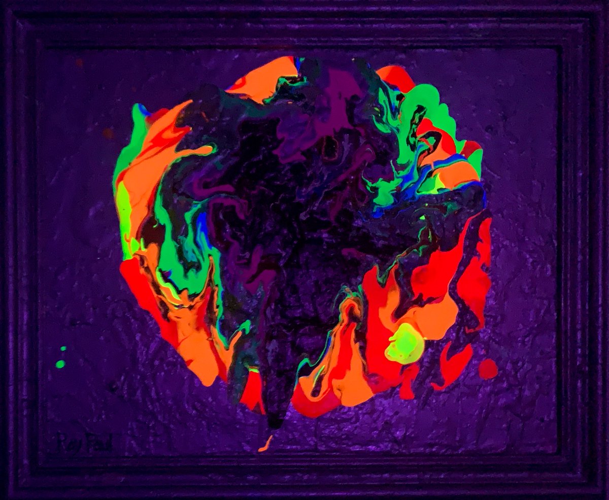 raypaul4's tweet image. "Silver-Blue Chakra Framed," acrylic, latex and enamel on canvas and frame, 19" x 23" 2024 #abstractpainting #abstractart #popexpressionism #popsurrealism #chakraart #neonpainting #neonart #neonkundalini