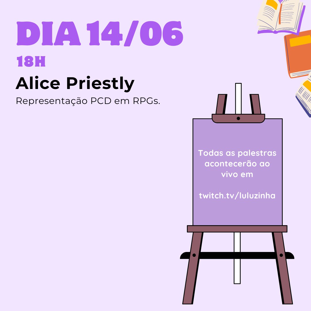 semanadejogo's tweet photo. Dia 14/06
Para finalizar, temos @AlicePriestly em uma conversa sobre representações PCD em RPGs. https://t.co/BlAzBM6Etm