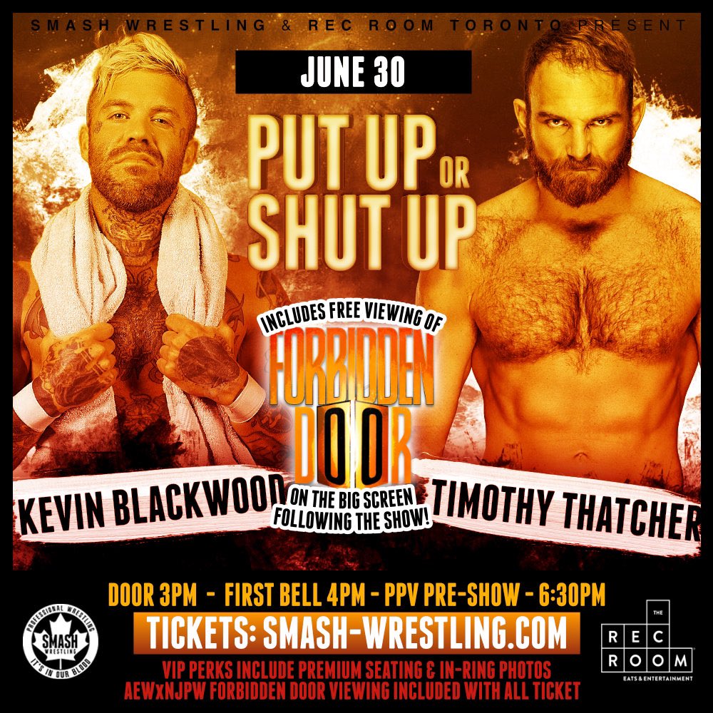 smashwrestling's tweet photo. June 30th at Toronto Rec Room!

Sinner &amp; Saint vs Motor City Machine Guns

Daniel Makabe vs Psycho Mike

Kevin Blackwood vs Timothy Thatcher

Mark Wheeler vs Vaughn Vertigo

&amp; more to be announced! 

Tickets at https://t.co/CDcqmcupiR https://t.co/QiRVe7SGPn